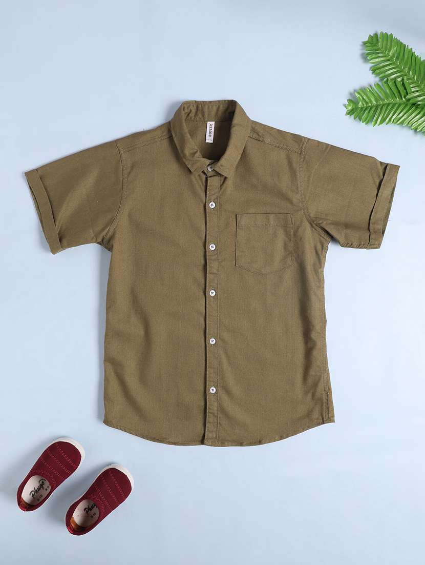 boys solid short sleeve collared shirt - 22339629 -  Standard Image - 1