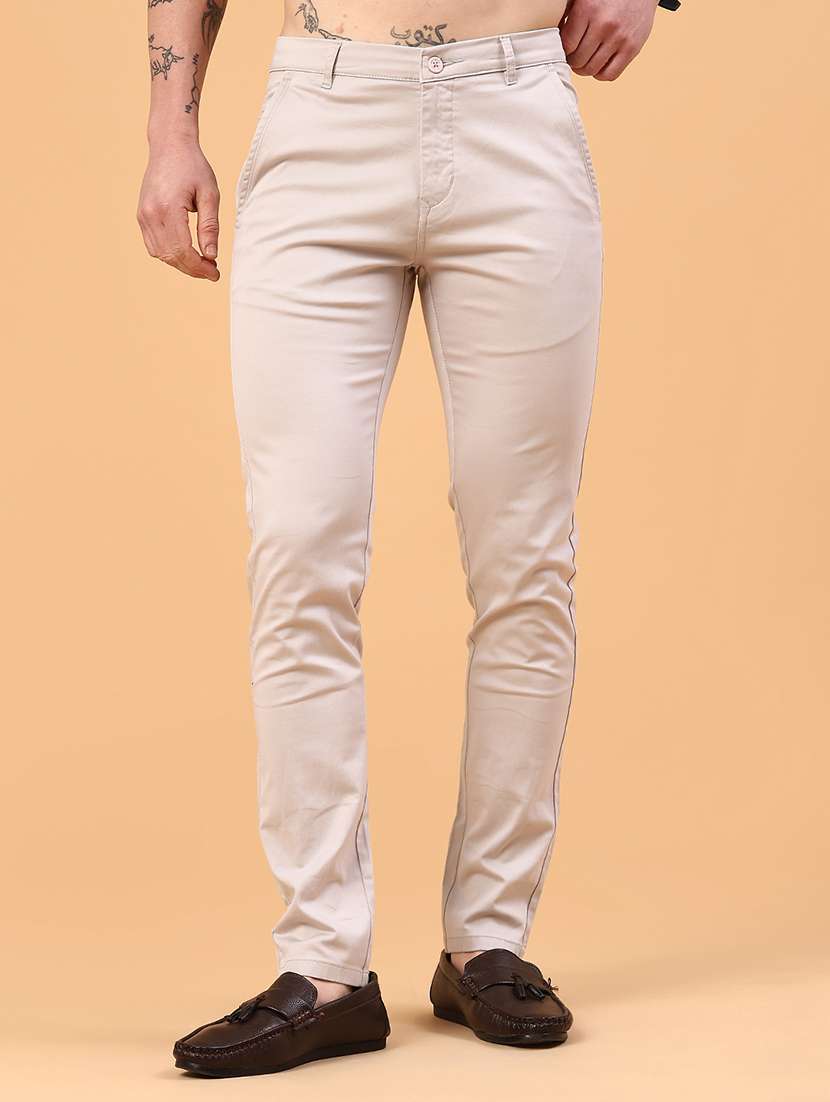 beige cotton chinos casual trousers