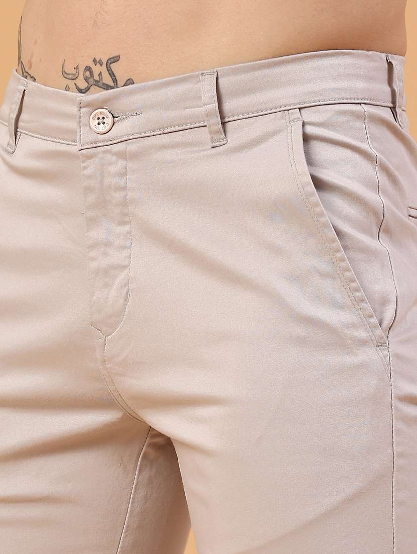 beige cotton chinos casual trousers - 22339752 -  Standard Image - 1