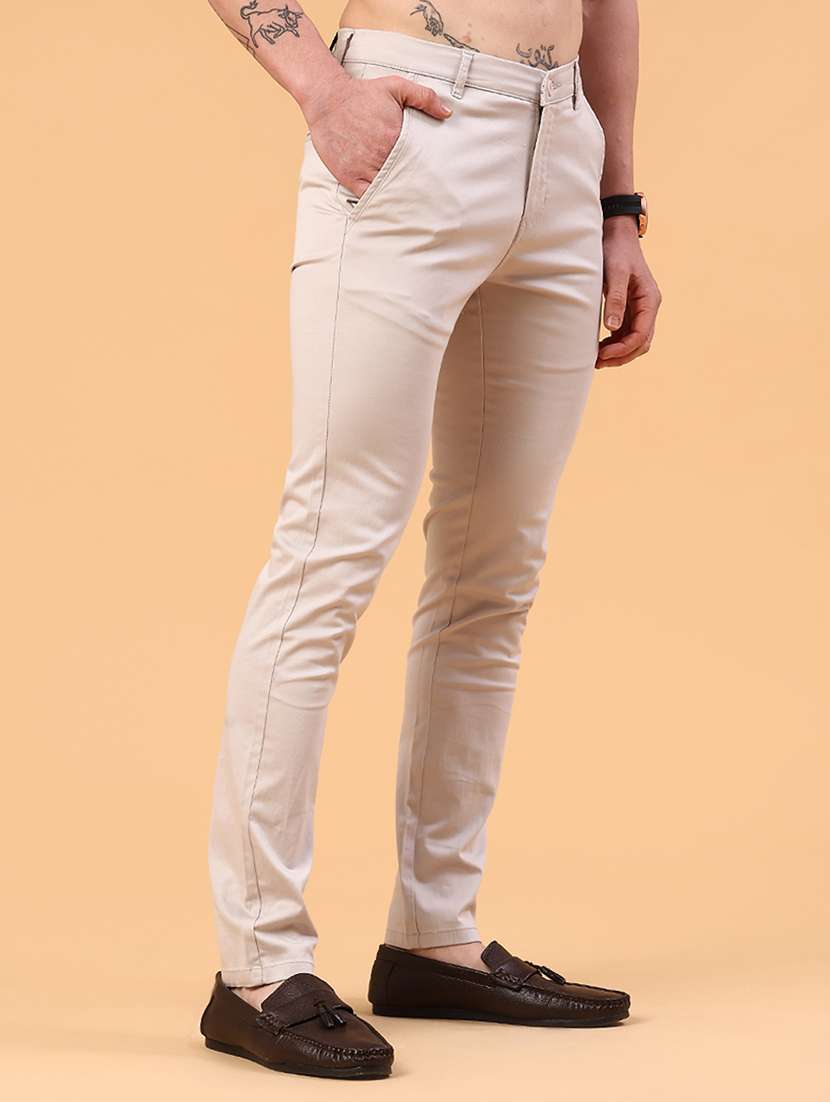 beige cotton chinos casual trousers - 22339752 -  Standard Image - 4