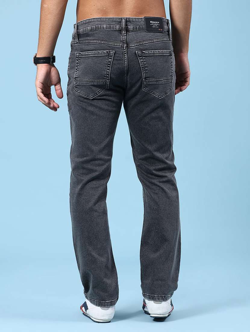 men plain mid rise full length straight jeans - 22339843 -  Standard Image - 4