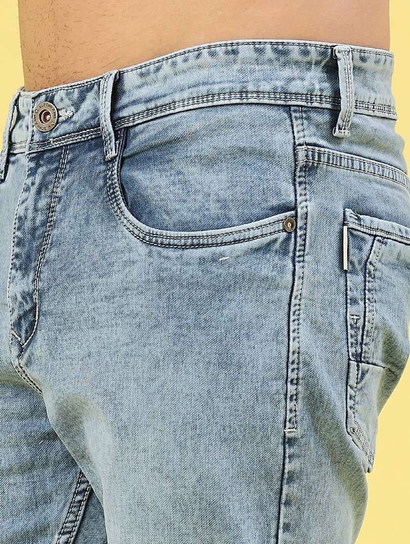 men washed mid rise ankle length slim fit jeans - 22339857 -  Standard Image - 1