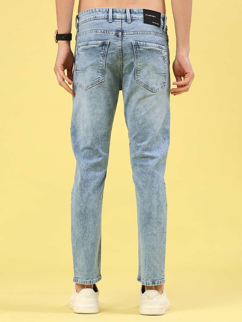 men washed mid rise ankle length slim fit jeans - 22339857 -  Standard Image - 4