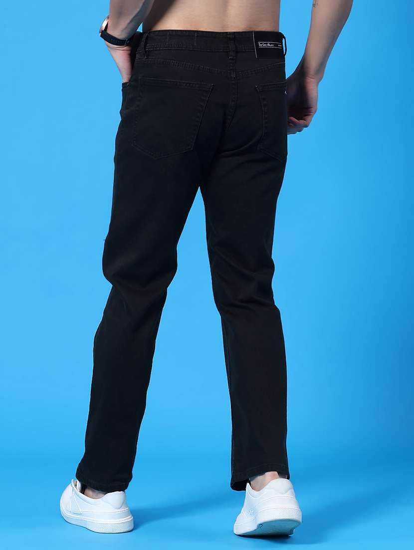 men plain mid rise full length straight jeans - 22339862 -  Standard Image - 4