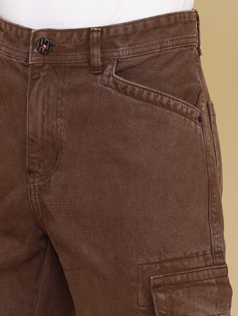 Men Solid Mid Rise Regular Fit Cargo - 22339869 -  Standard Image - 1