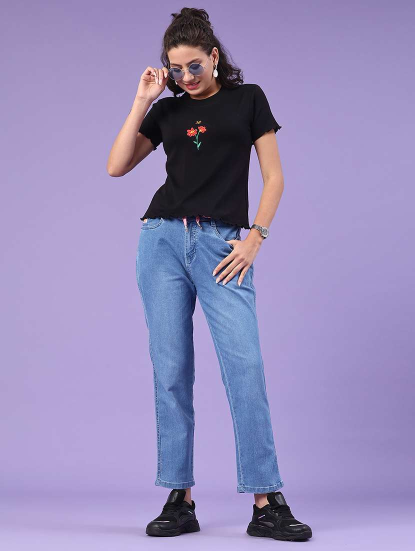 women blue cotton jean - 22339913 -  Standard Image - 4