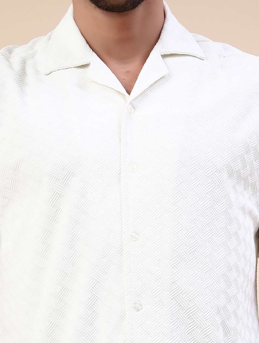 Men Self Design Short Sleeve Shorts & Shirt Co-ord Set - 22340104 -  Standard Image - 1