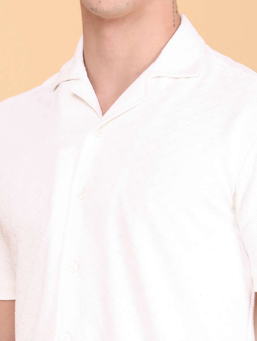 Men Self Design Short Sleeve Shorts & Shirt Co-ord Set - 22340106 -  Standard Image - 1