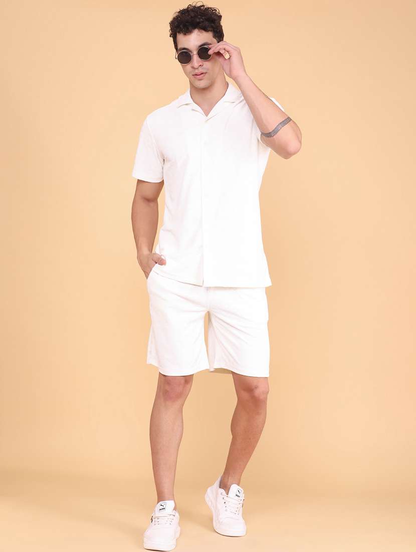 Men Self Design Short Sleeve Shorts & Shirt Co-ord Set - 22340106 -  Standard Image - 4