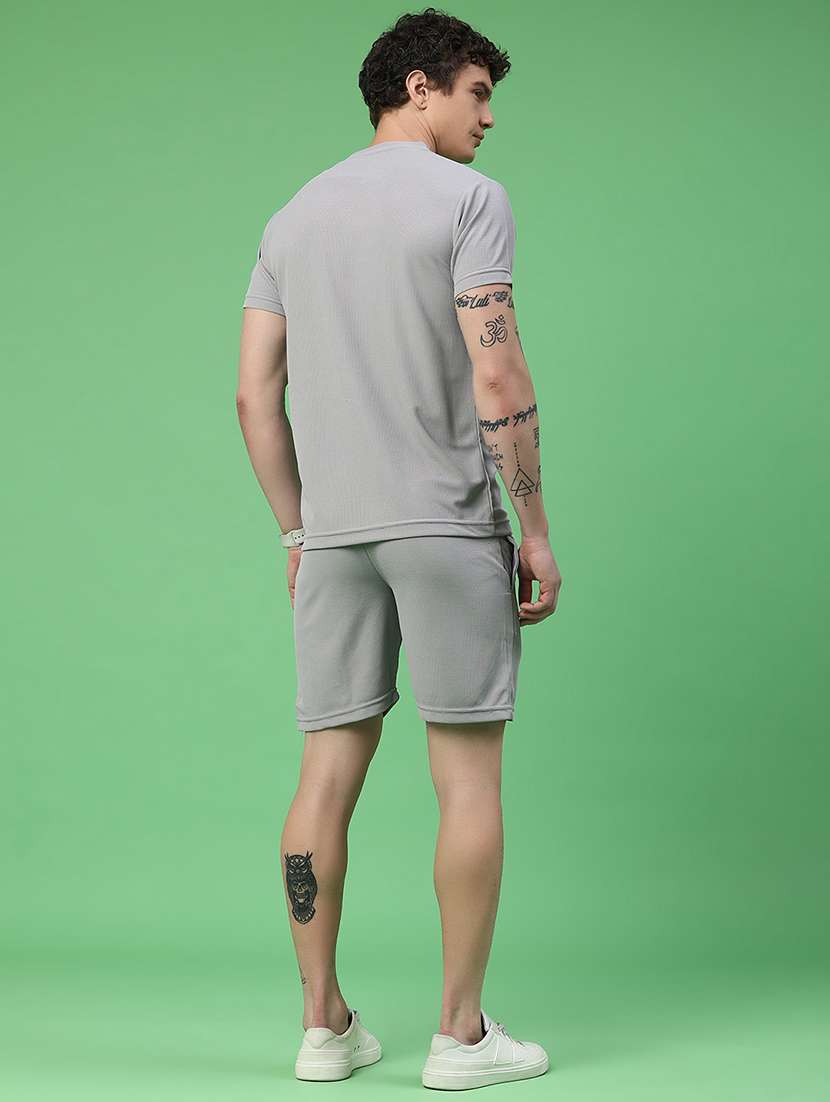 Men Self Design Short Sleeve Shorts & T-shirt Co-ord Set - 22340109 -  Standard Image - 4