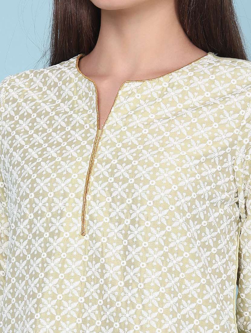 Women Embroidered Three Quarter Sleeves Kurta Palazzo Set - 22340125 -  Standard Image - 1