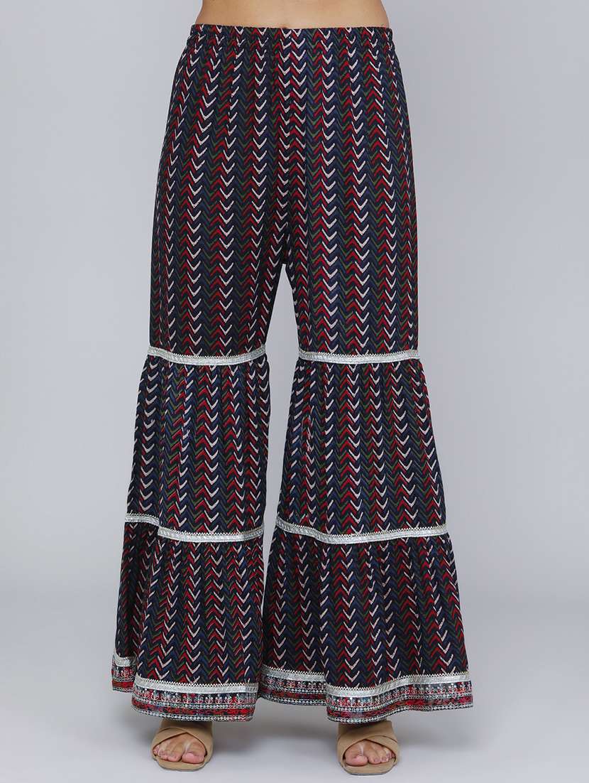 Women Printed Three Quarter Sleeve Kurta Sharara With Dupatta Set - 22340133 -  Standard Image - 4