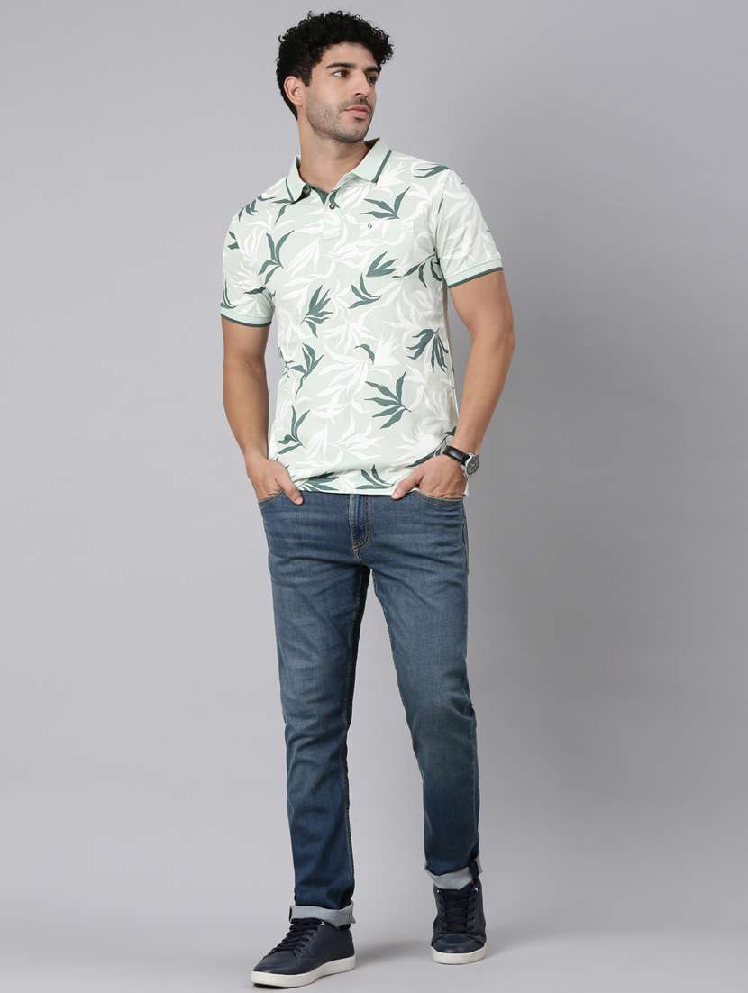 men printed short sleeve slim fit polo t-shirt - 22340177 -  Standard Image - 4