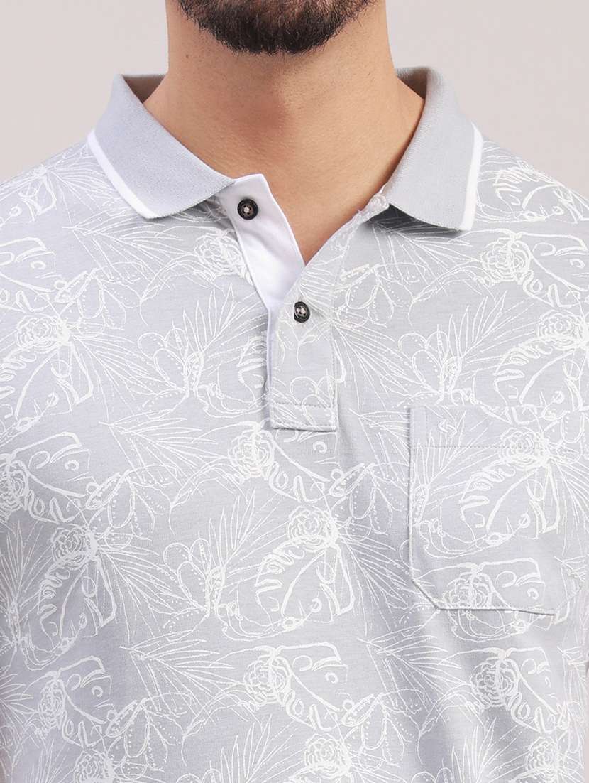 men printed short sleeve slim fit polo t-shirt - 22340183 -  Standard Image - 4