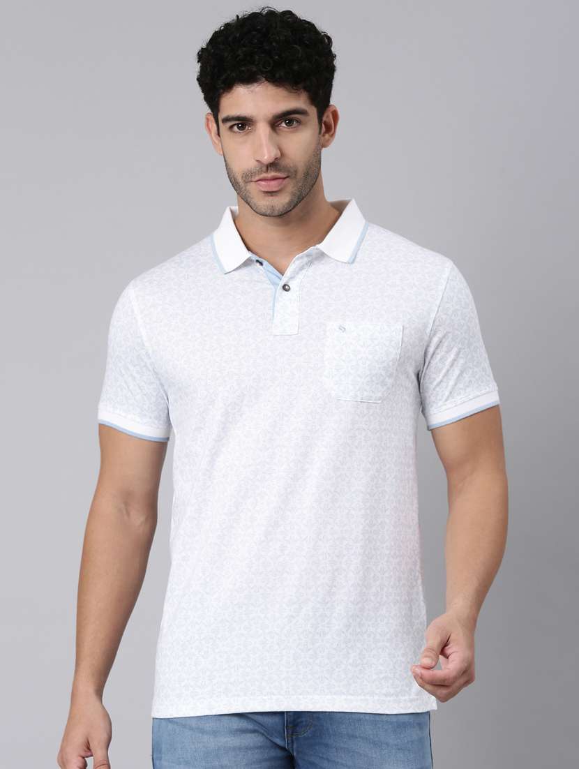 men printed short sleeve slim fit polo t-shirt
