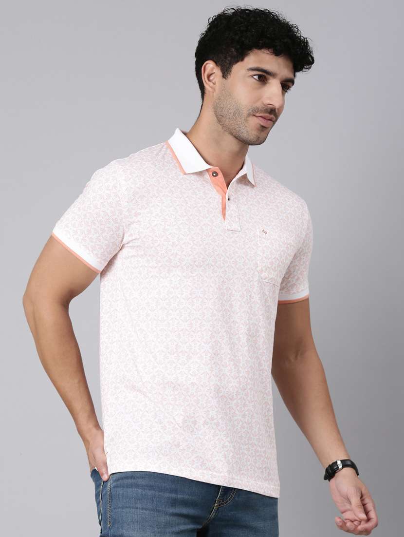 men printed short sleeve slim fit polo t-shirt - 22340187 -  Standard Image - 1
