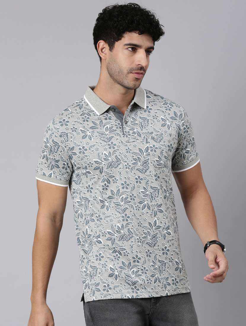 men printed short sleeve slim fit polo t-shirt - 22340188 -  Standard Image - 1