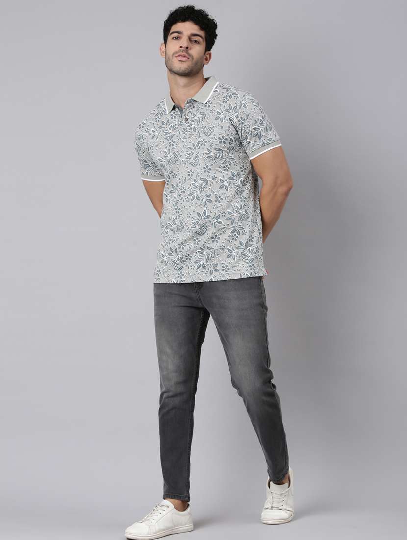 men printed short sleeve slim fit polo t-shirt - 22340188 -  Standard Image - 4