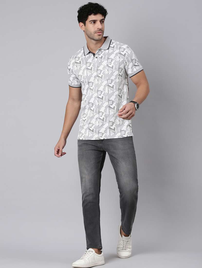 men printed short sleeve slim fit polo t-shirt - 22340191 -  Standard Image - 4