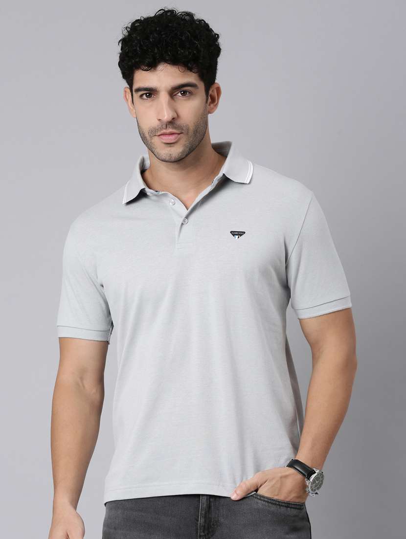men solid short sleeve slim fit polo t-shirt