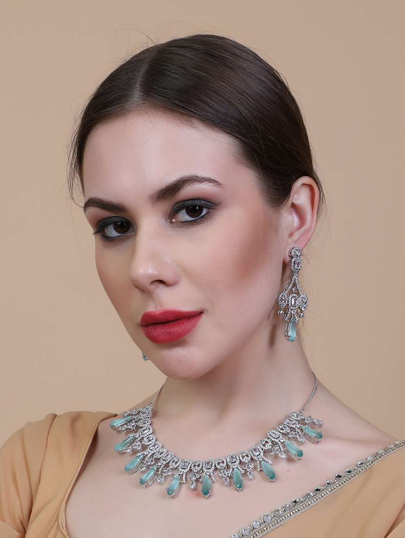 women sparkling ad necklace and earring set - 22340701 -  Standard Image - 1