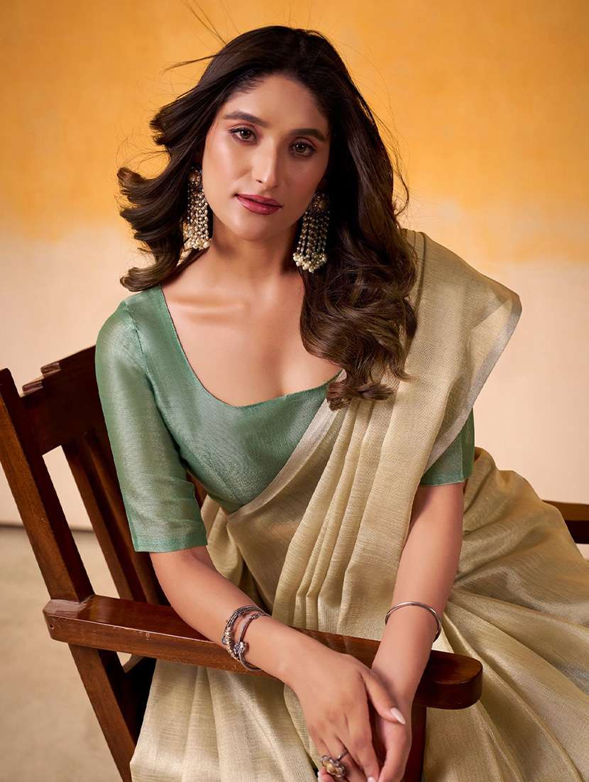 women solid plain saree with blouse - 22340733 -  Standard Image - 1