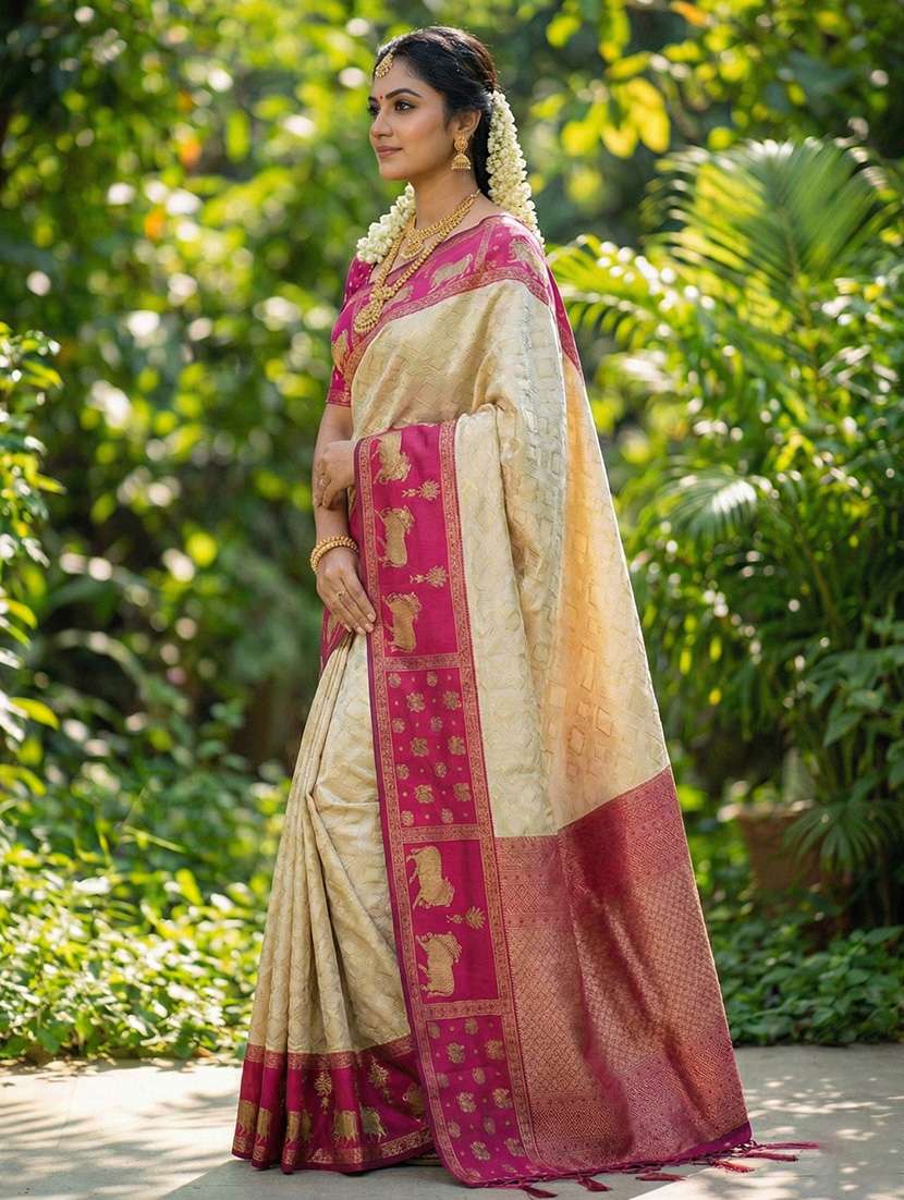 women self design kanjivaram saree with blouse - 22340781 -  Standard Image - 1