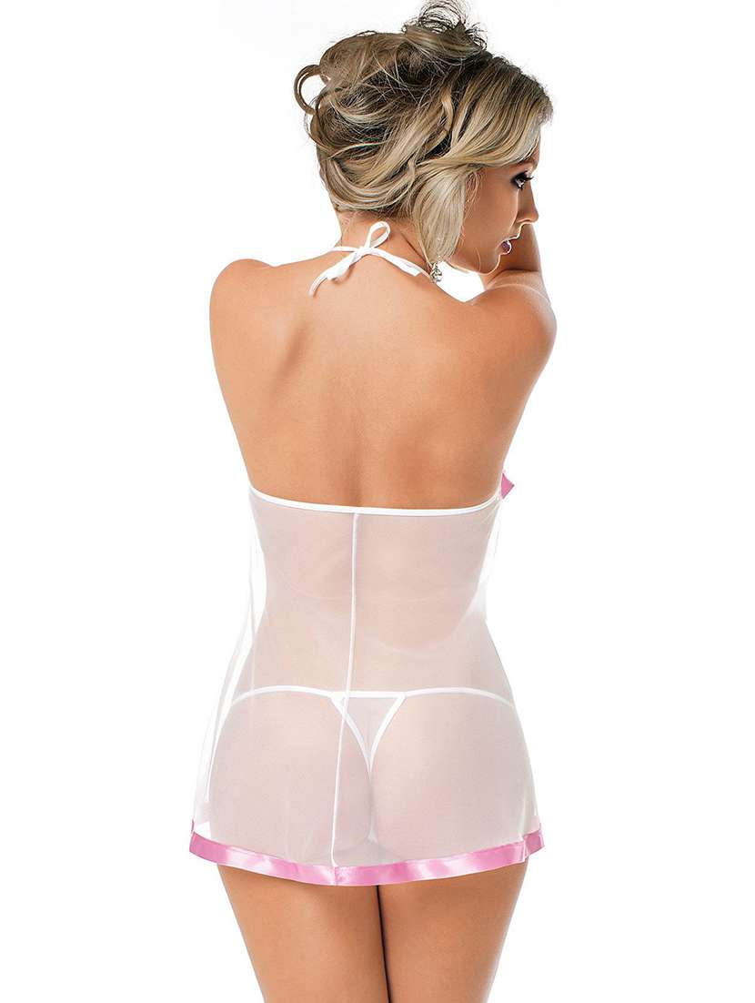 women self designed halter neck lace babydoll - 22340818 -  Standard Image - 1