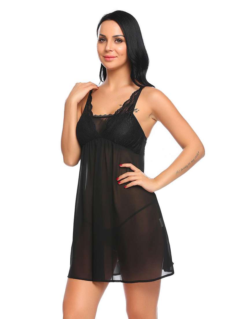 Women Self Designed Sleeveless Babydoll - 22340830 -  Standard Image - 1