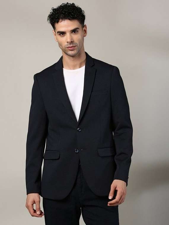 men solid long sleeve single breasted blazer - 22340847 -  Standard Image - 1