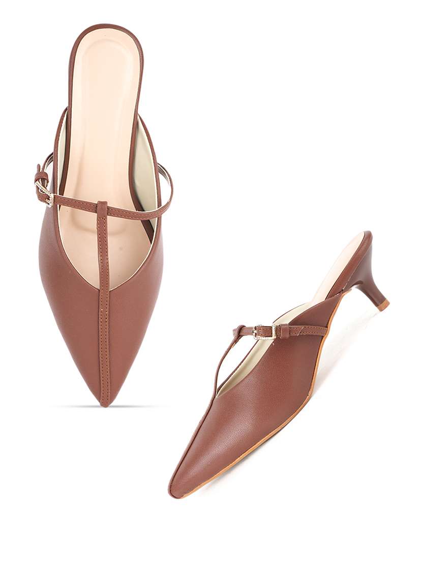 Women Solid Slip On Mules - 22341152 -  Standard Image - 1