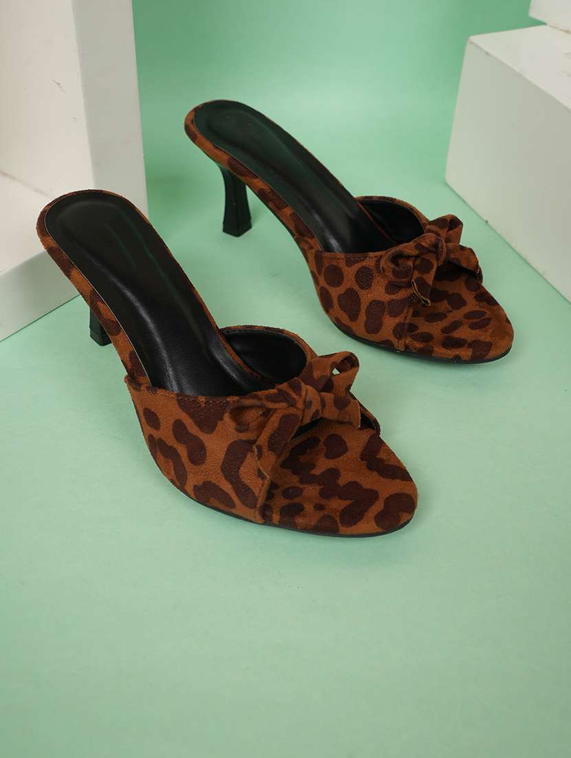 women animal print slip on sandals