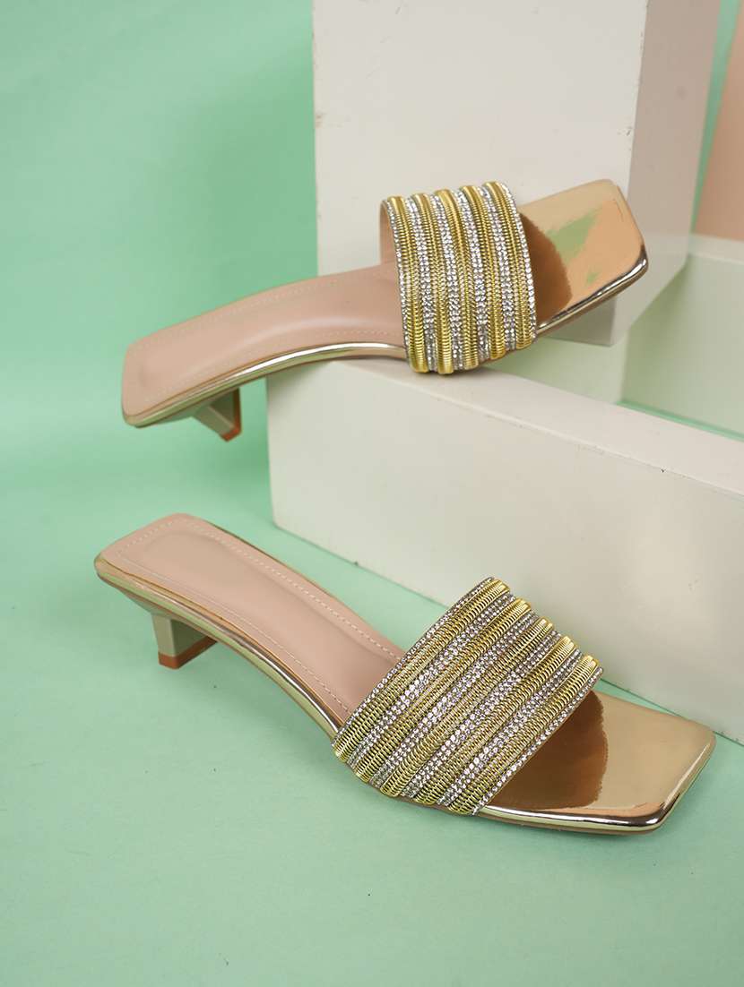 women embellished slip on flat sandals