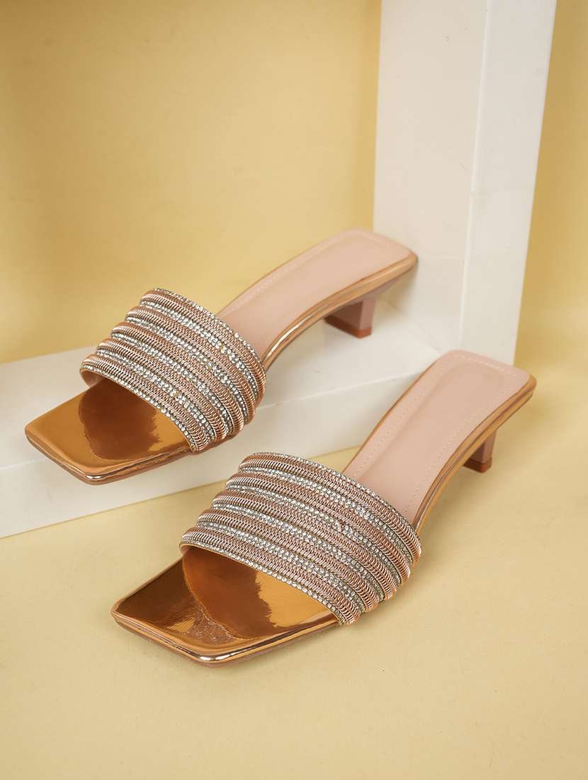 women embellished slip on flat sandals