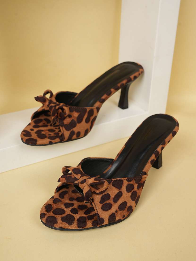 women animal print slip on sandals