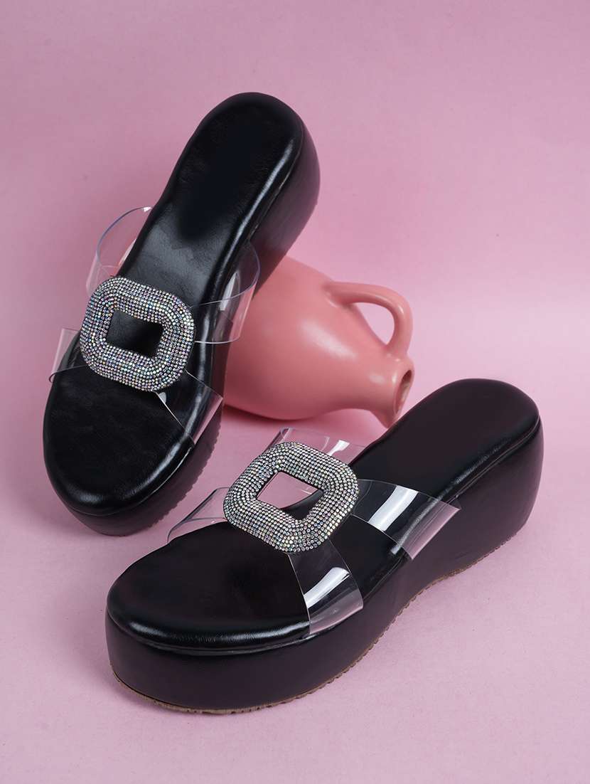 women embellished slip on  wedges