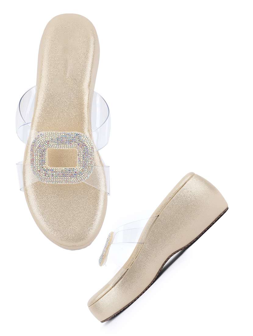 women embellished slip on  wedges - 22341296 -  Standard Image - 1
