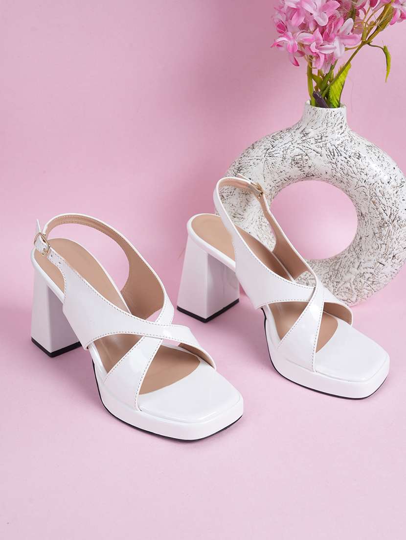 women solid back strap block heels