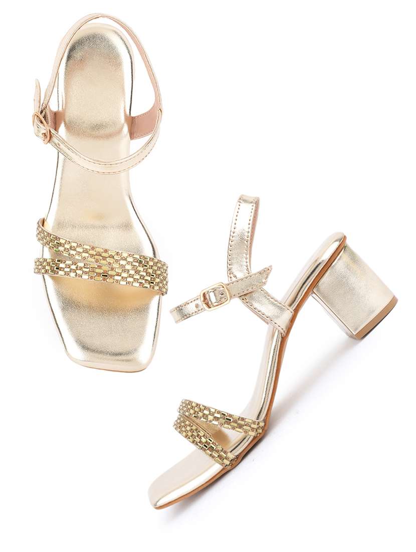 women embellished back strap block heels - 22341374 -  Standard Image - 1