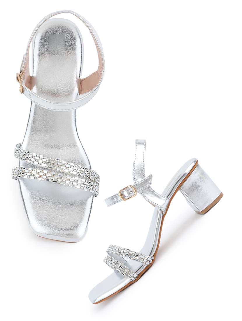 women embellished back strap block heels - 22341375 -  Standard Image - 1