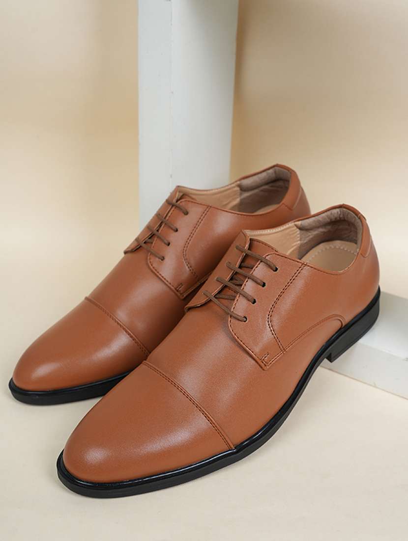 men solid lace up oxford