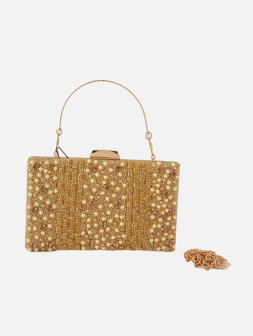 women embellished box clutch