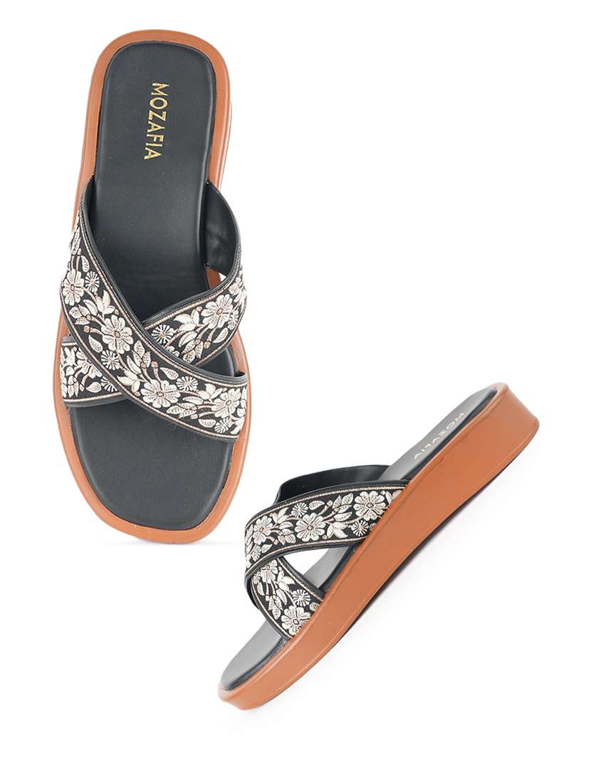 women embroidered slip on flat sandal - 22341427 -  Standard Image - 1