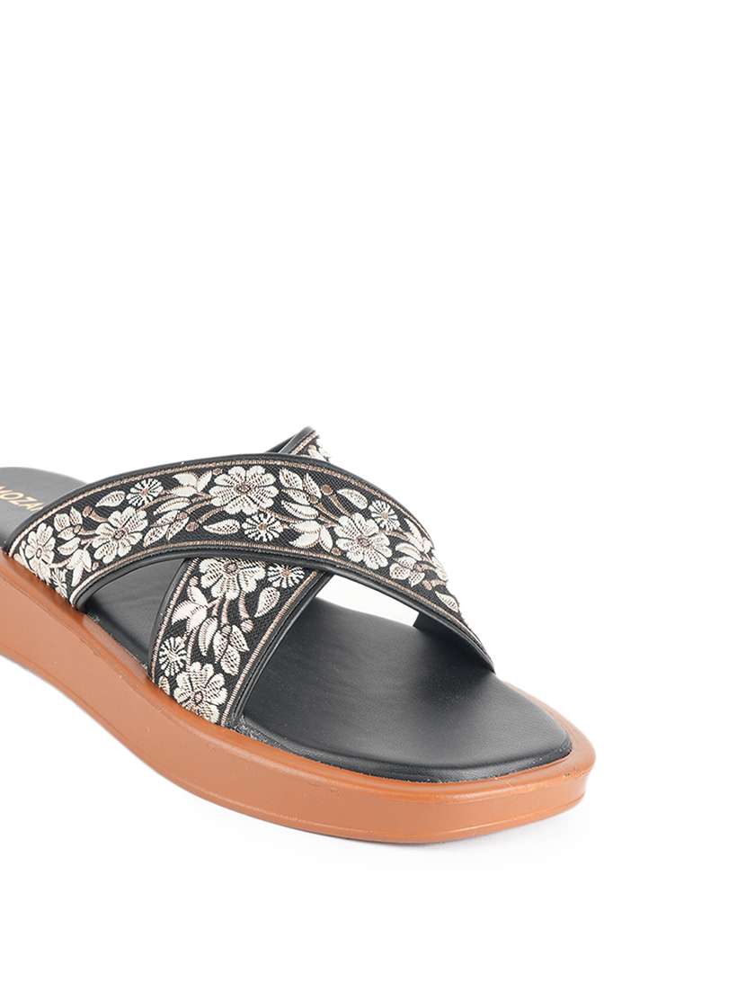 women embroidered slip on flat sandal - 22341427 -  Standard Image - 4