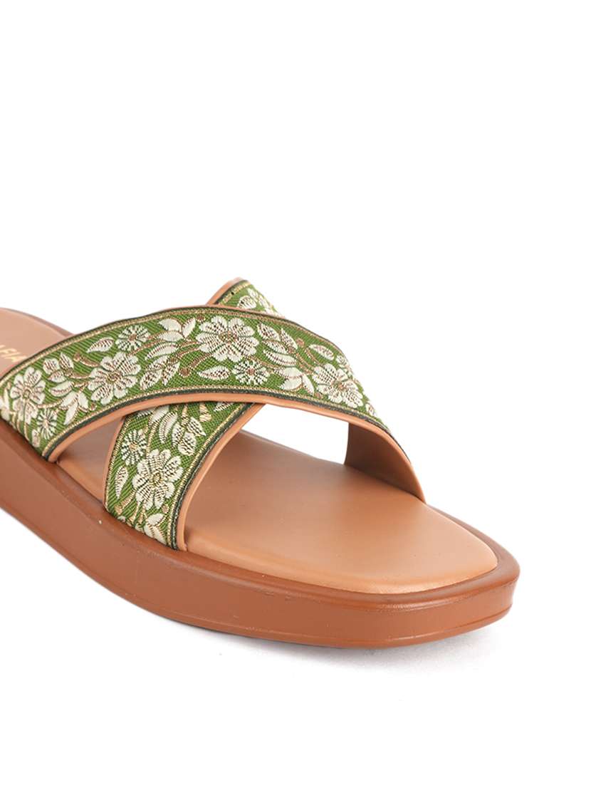 women embroidered slip on flat sandal - 22341428 -  Standard Image - 4