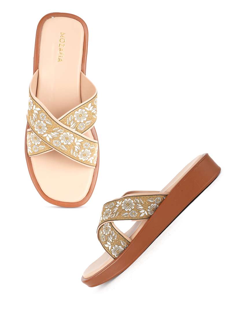 women embroidered slip on flat sandal - 22341433 -  Standard Image - 1