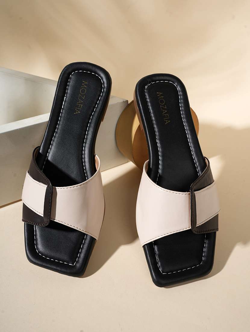 women solid slip on flat sandal