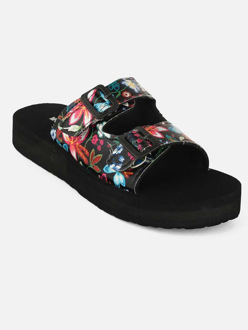 women printed slip on flat sandal - 22341463 -  Standard Image - 1