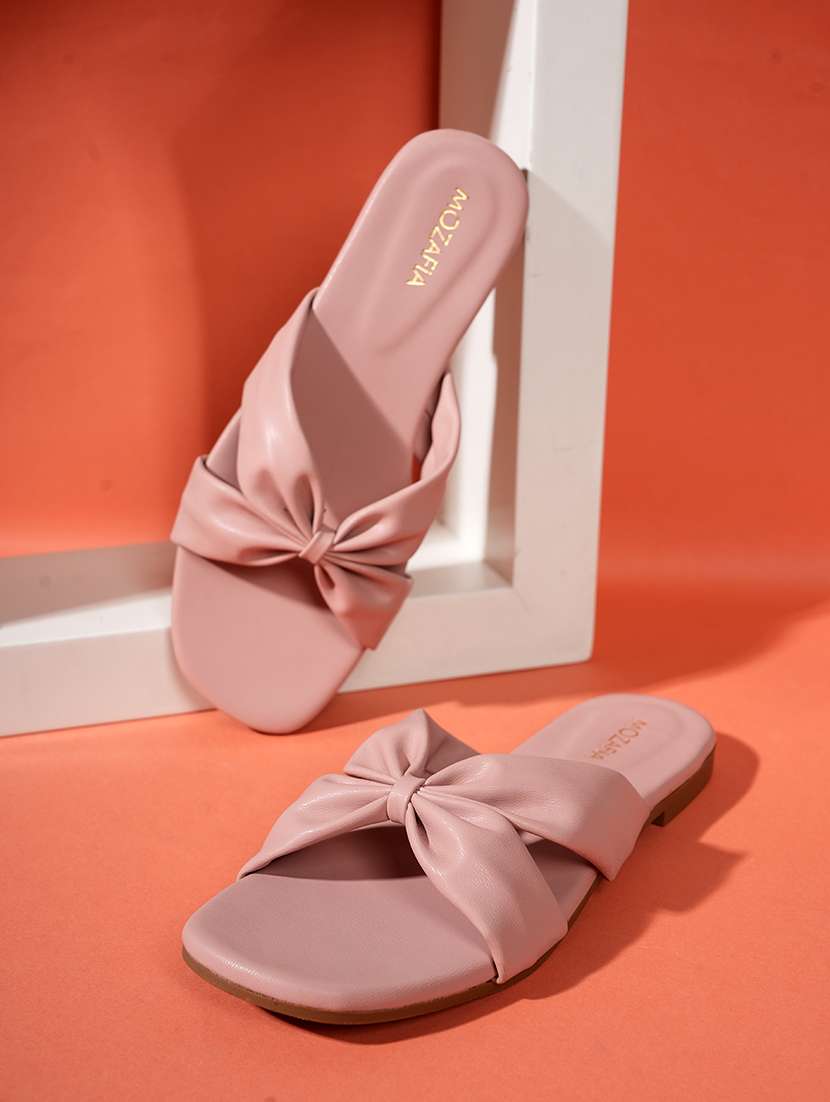 women solid slip on flat sandal