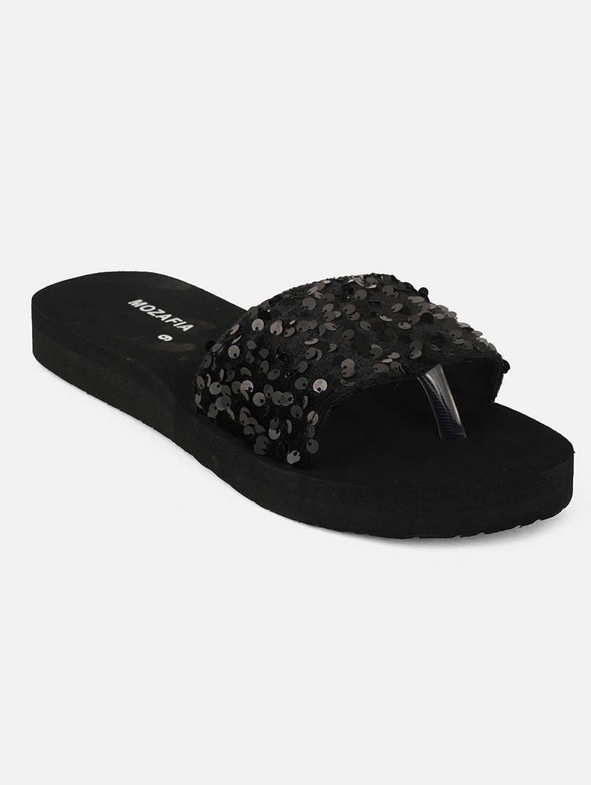 women sequined slip on flat sandal - 22341466 -  Standard Image - 1